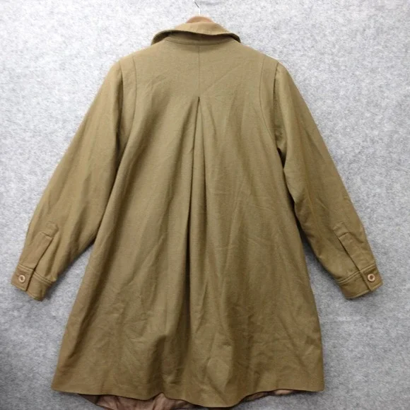 Vintage Chloe Shift Dress Womens LARGE Olive Army Green Wool Pintuck Luxury